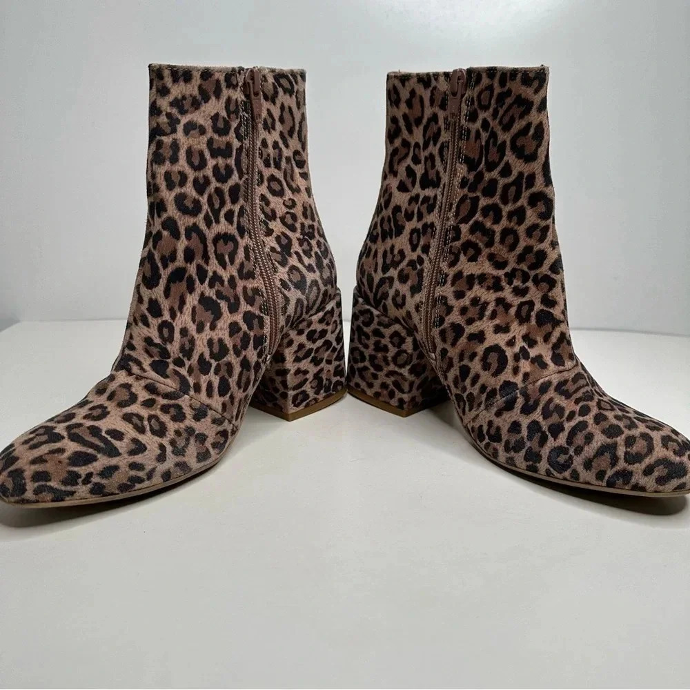 Free People Nicola Leopard Heeled Boots Size 38 - Picture 7 of 10